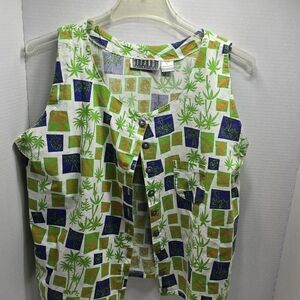 Gitano Tropical Green and Blue Sleeveless Blouse